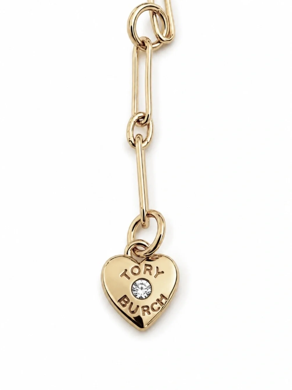 TORY BURCH • Gold Roxanne Chain Crystal Logo Delicate Necklace